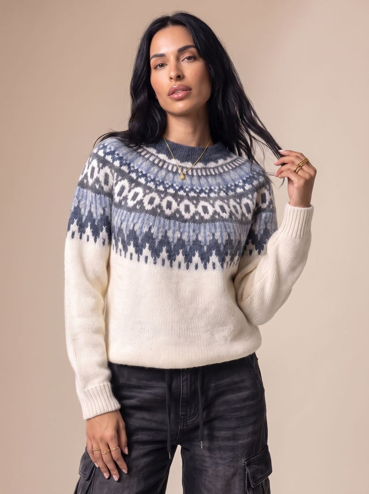Damen Weihnachtspullover Fair-Isle Strickpullover Nordisches Muster