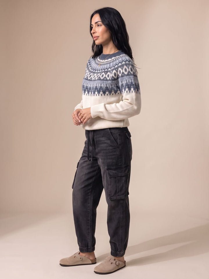 Damen Weihnachtspullover Fair-Isle Strickpullover Nordisches Muster