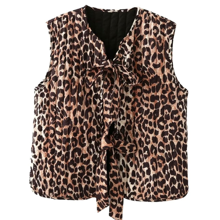 Damen Weste im Leopardenmuster mit Bindeband
