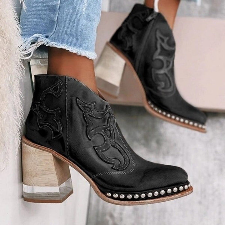 Damen Western Stiefeletten Blockabsatz Kunstleder - Santafe Black