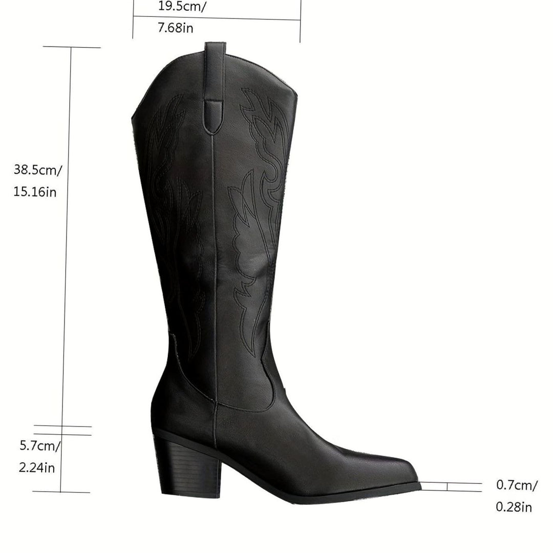 Damen Westernstiefel mit extra weitem Schaft und Stickdetails