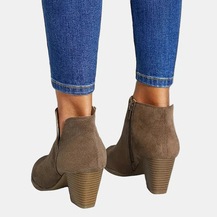 Damen Wildleder Blockabsatz Ankle Boots mit Reißverschluss