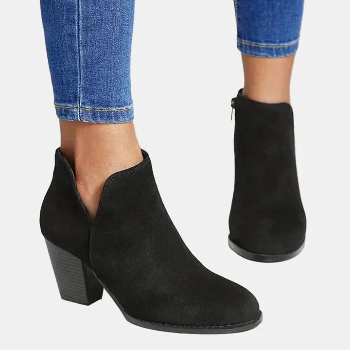 Damen Wildleder Blockabsatz Ankle Boots mit Reißverschluss
