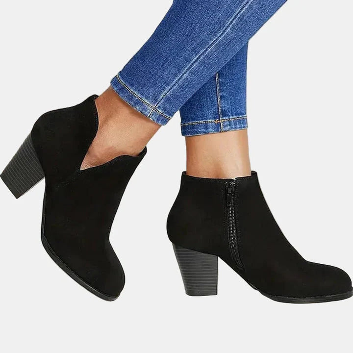 Damen Wildleder Blockabsatz Ankle Boots mit Reißverschluss