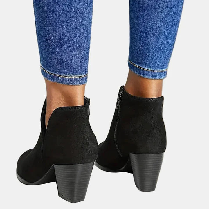 Damen Wildleder Blockabsatz Ankle Boots mit Reißverschluss