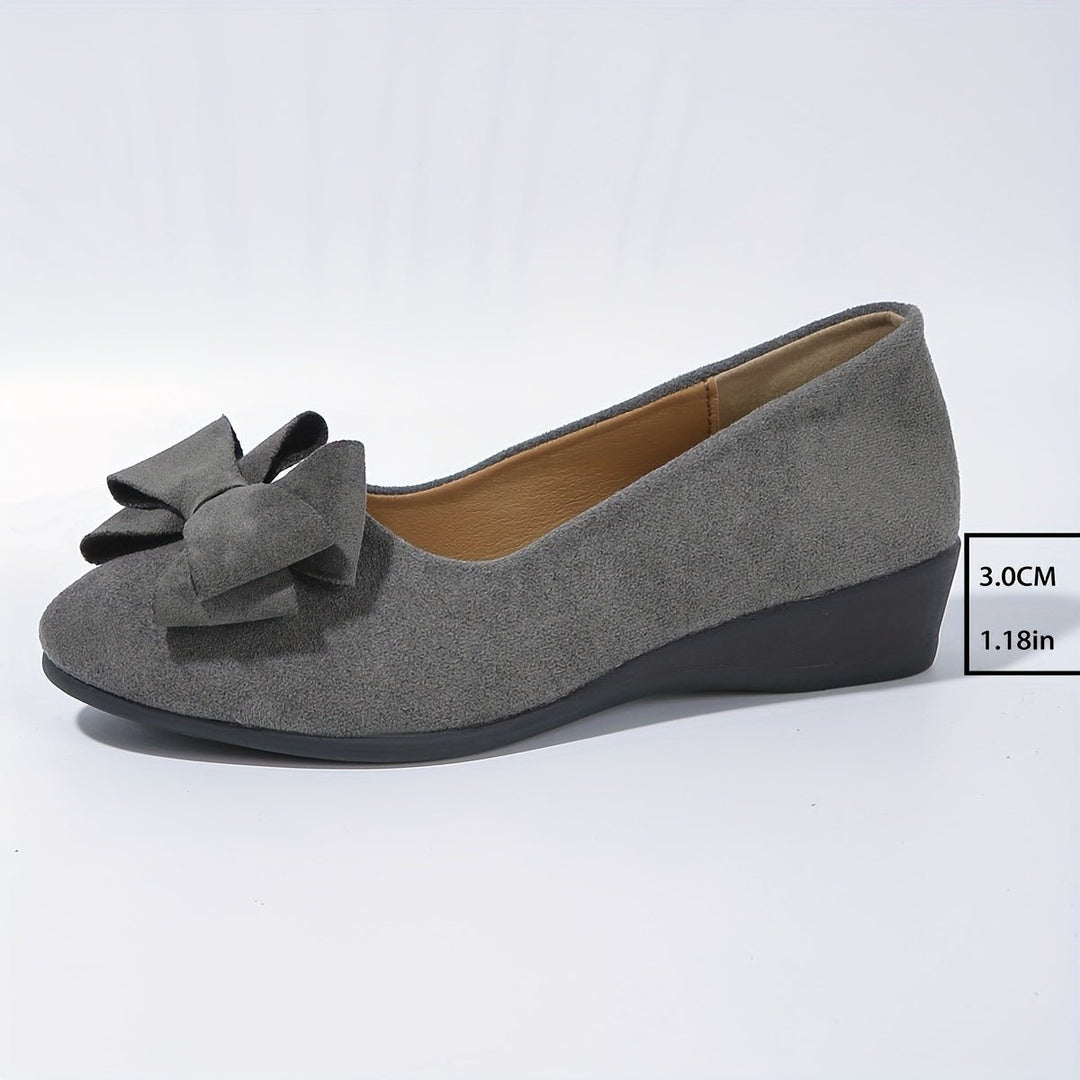 Damen Wildlederoptik Schleife Gepolsterte Slip-On Ballerinas