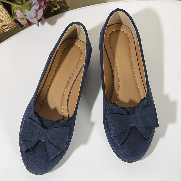 Damen Wildlederoptik Schleife Gepolsterte Slip-On Ballerinas