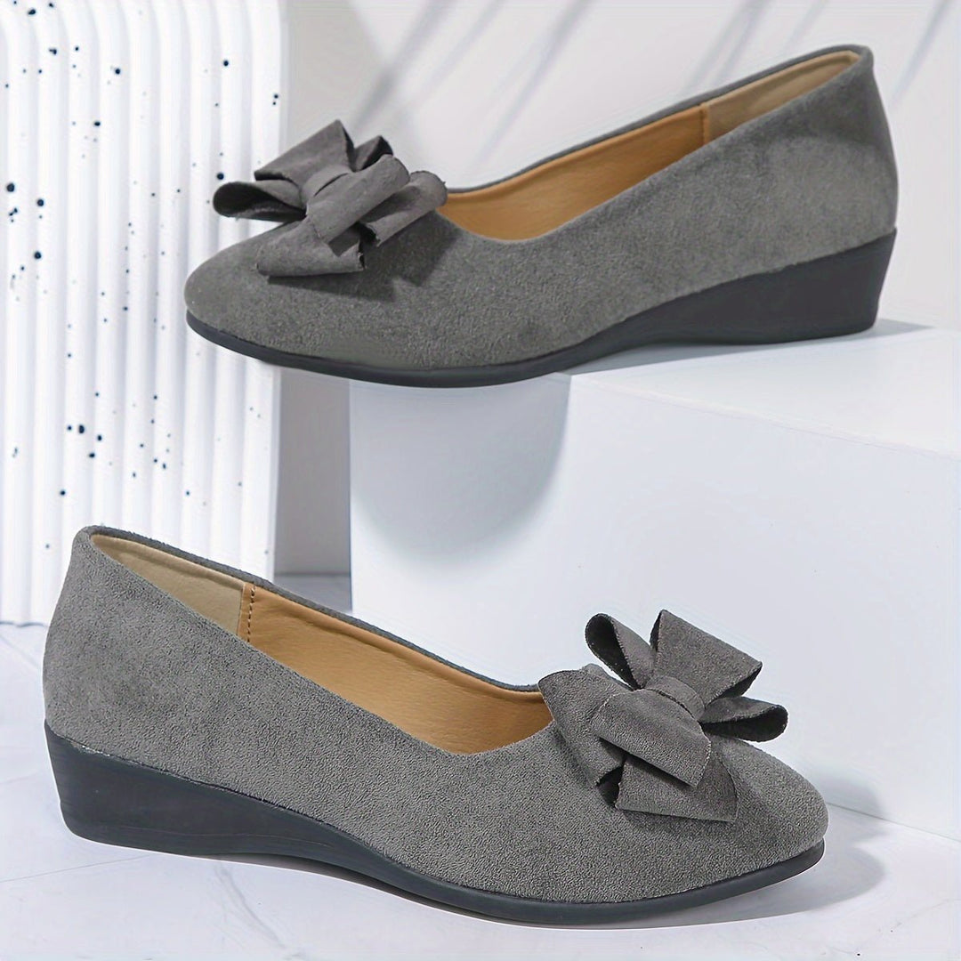 Damen Wildlederoptik Schleife Gepolsterte Slip-On Ballerinas