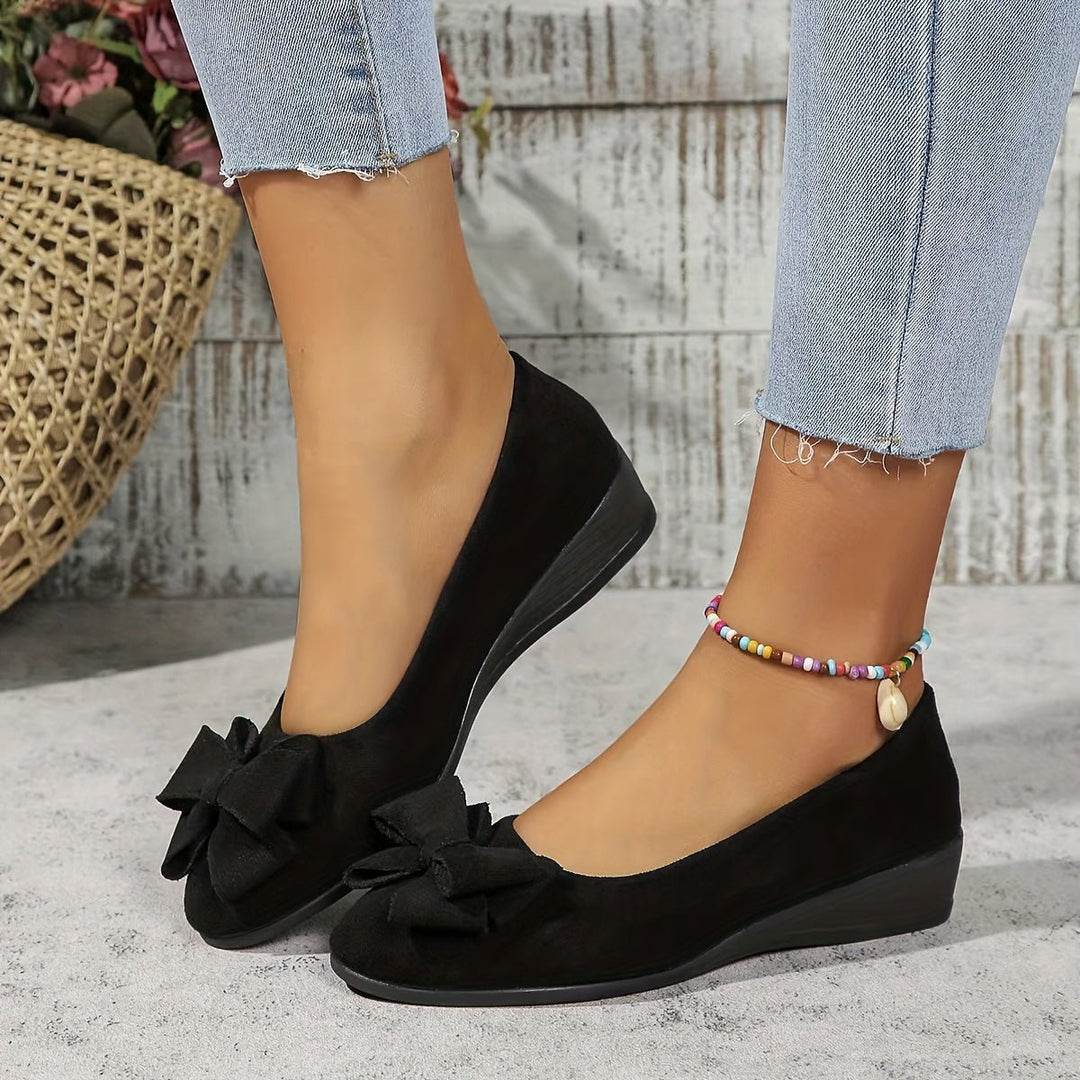 Damen Wildlederoptik Schleife Gepolsterte Slip-On Ballerinas