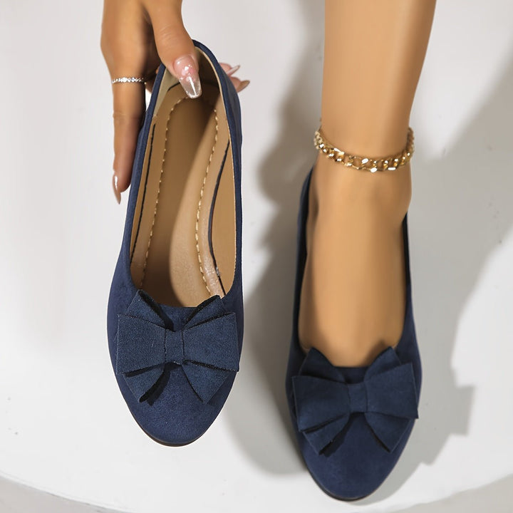 Damen Wildlederoptik Schleife Gepolsterte Slip-On Ballerinas