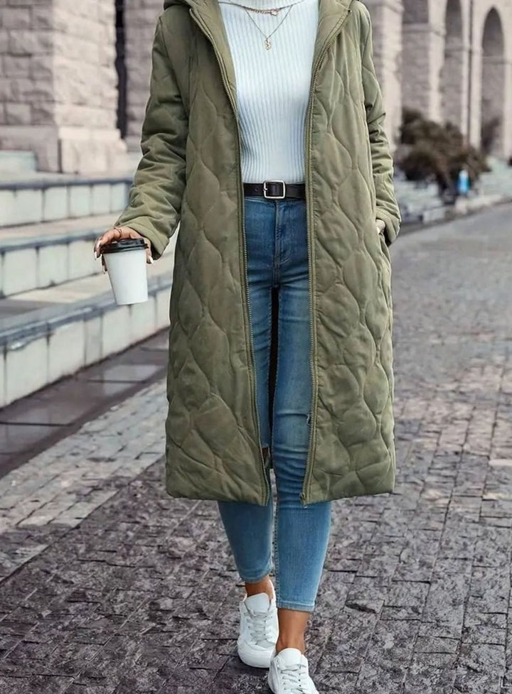 Damen Winterjacke Gesteppte Kapuzenjacke mit Reißverschluss
