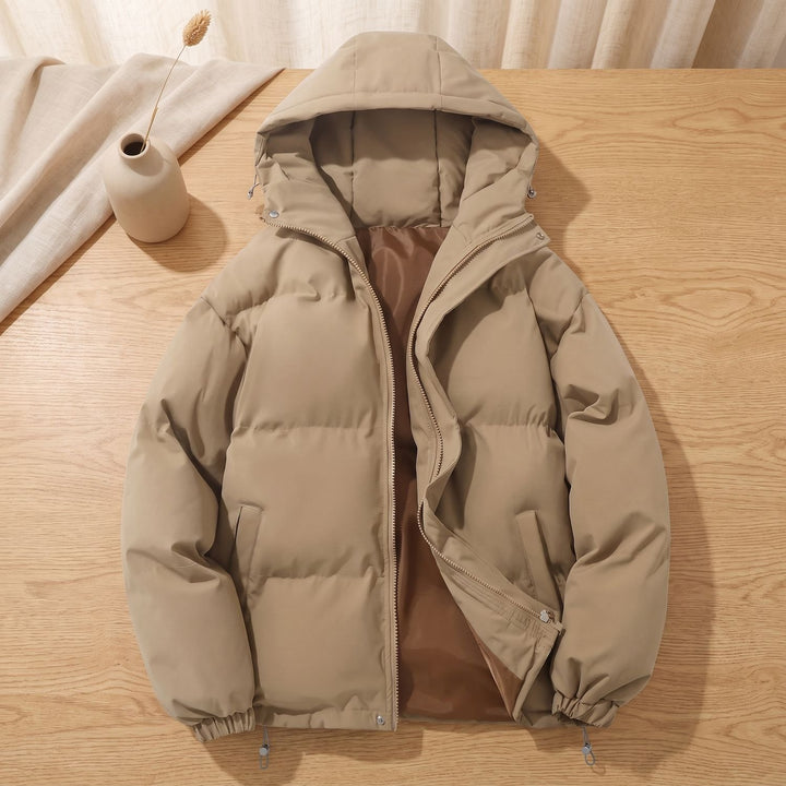 Damen Winterjacke gesteppte Kapuzenjacke mit Reißverschluss, Khaki - Khaki