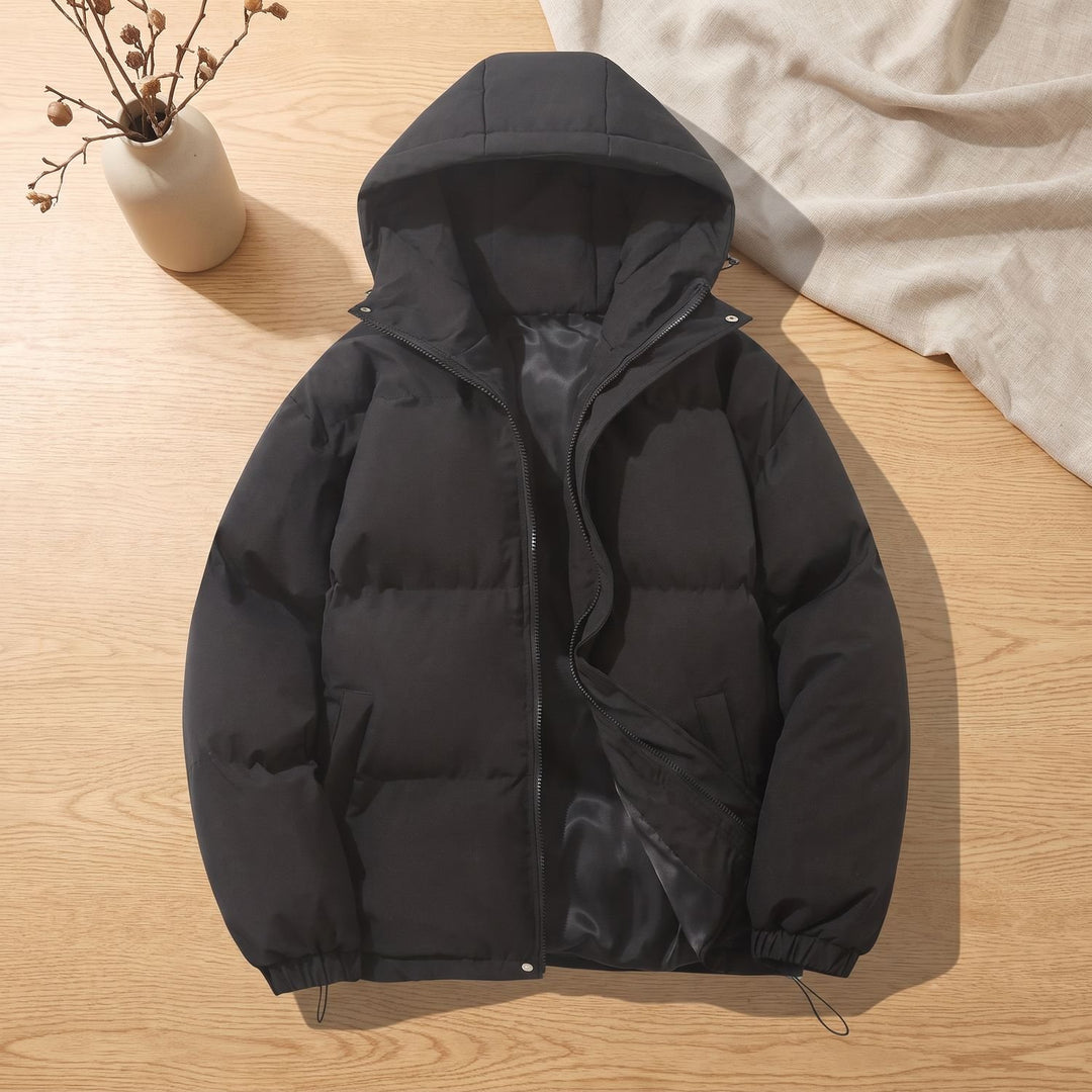 Damen Winterjacke gesteppte Kapuzenjacke mit Reißverschluss, Khaki - Schwarz