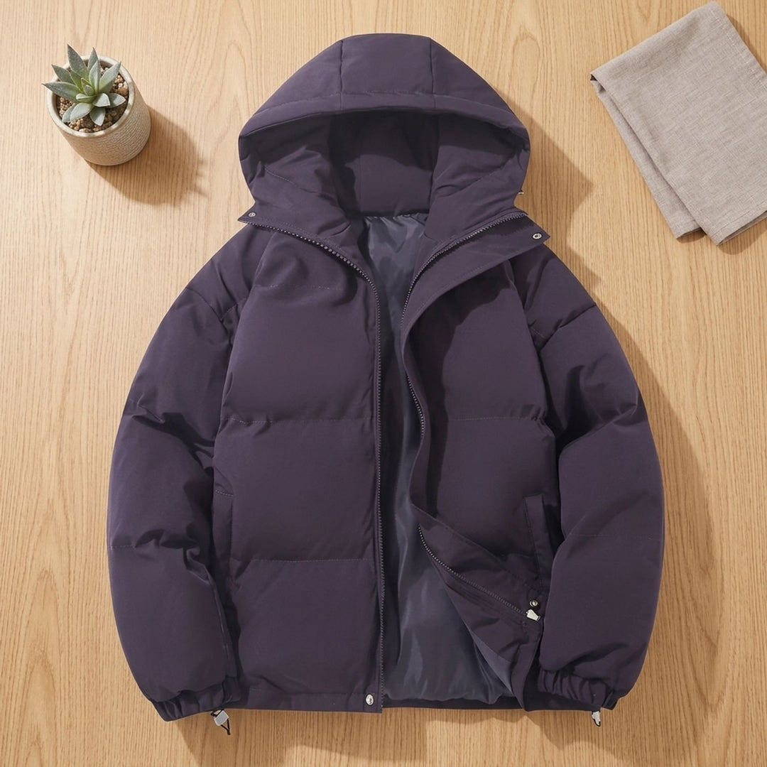 Damen Winterjacke gesteppte Kapuzenjacke mit Reißverschluss, Khaki - Lila