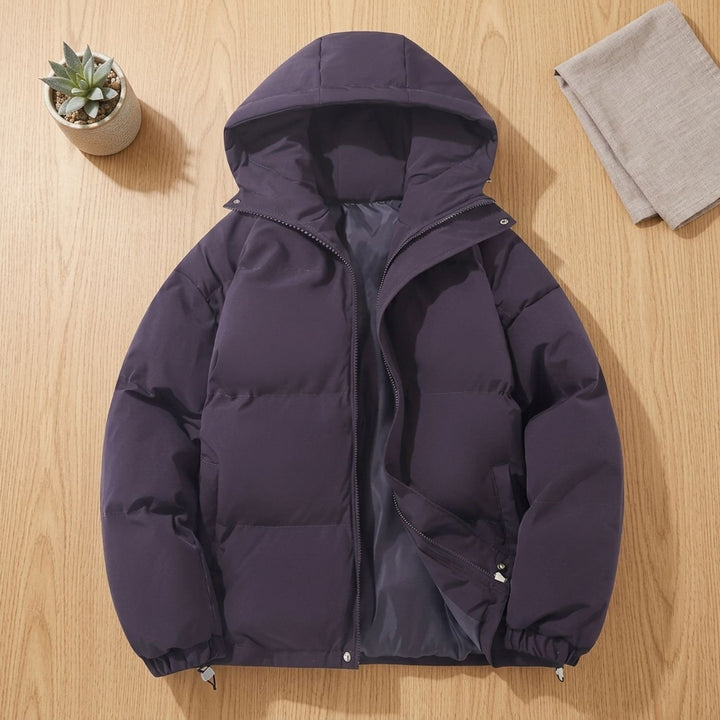 Damen Winterjacke gesteppte Kapuzenjacke mit Reißverschluss, Khaki - Lila