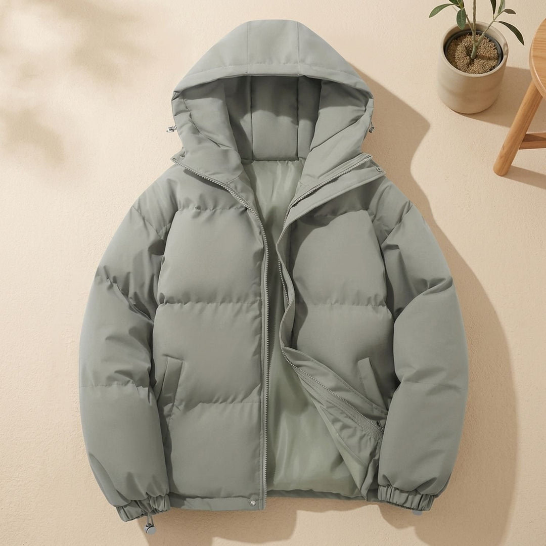 Damen Winterjacke gesteppte Kapuzenjacke mit Reißverschluss, Khaki - Grau