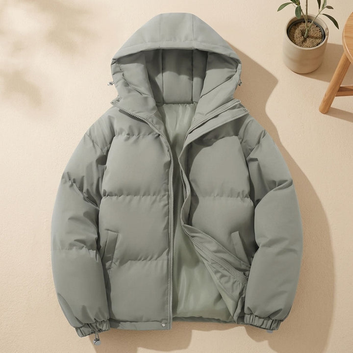 Damen Winterjacke gesteppte Kapuzenjacke mit Reißverschluss, Khaki - Grau