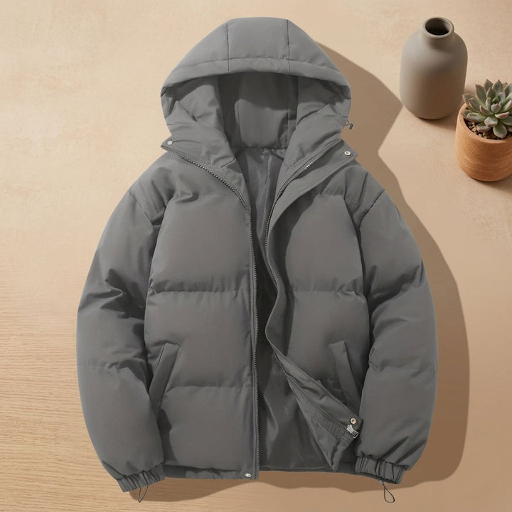 Damen Winterjacke gesteppte Kapuzenjacke mit Reißverschluss, Khaki - Dunkelgrau