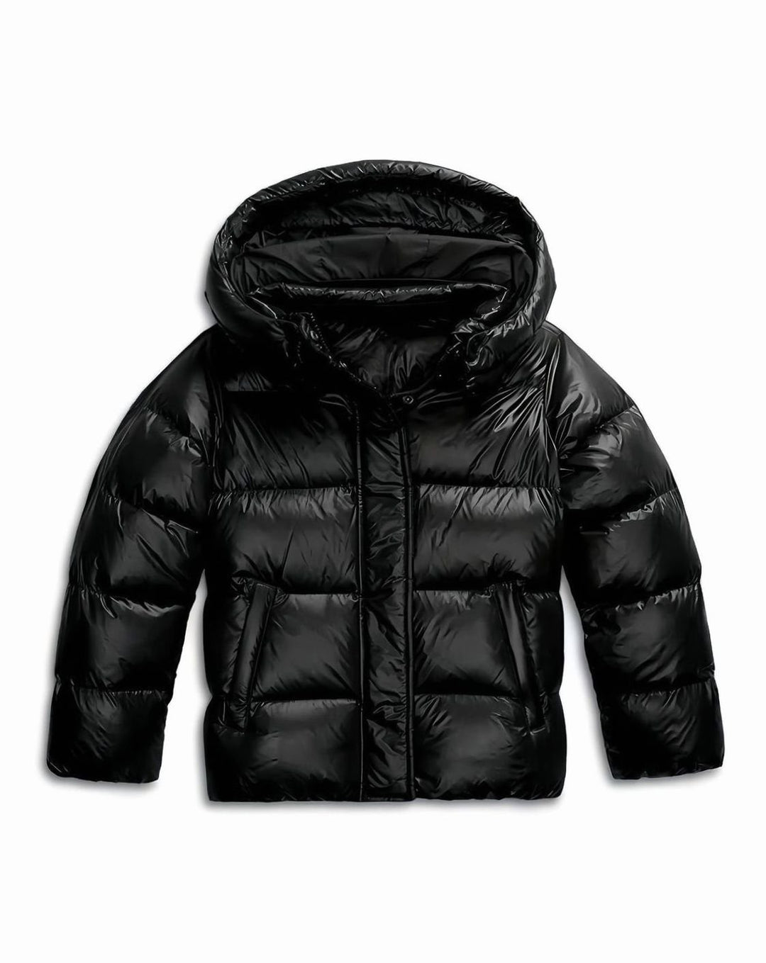 Damen Winterjacke mit fester Kapuze Gesteppte Warme Steppjacke - Schwarz