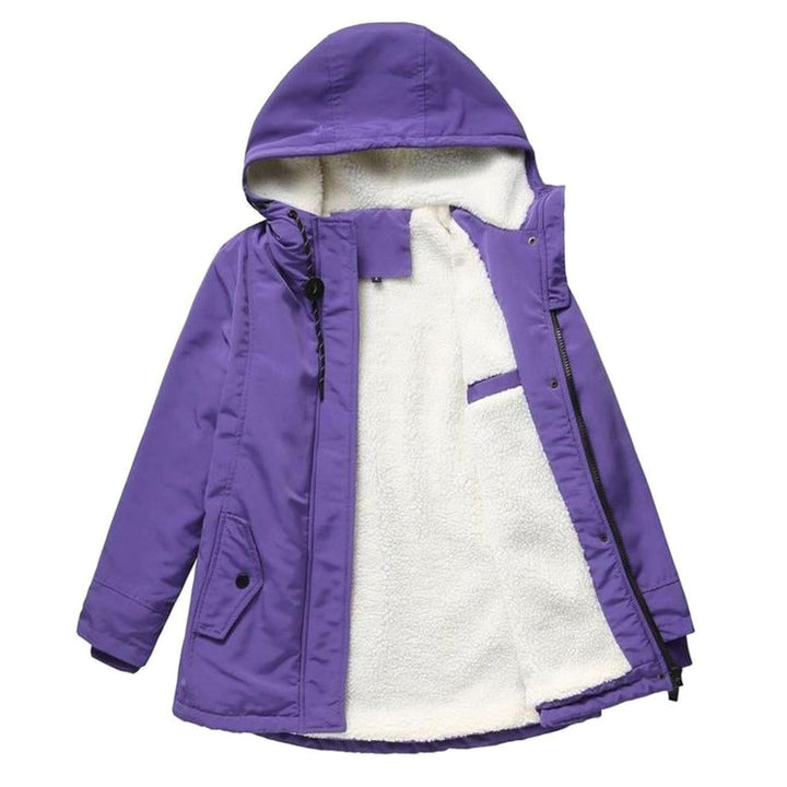 Damen Winterjacke mit Kapuze und Fleecefutter isoliert warm - Violett