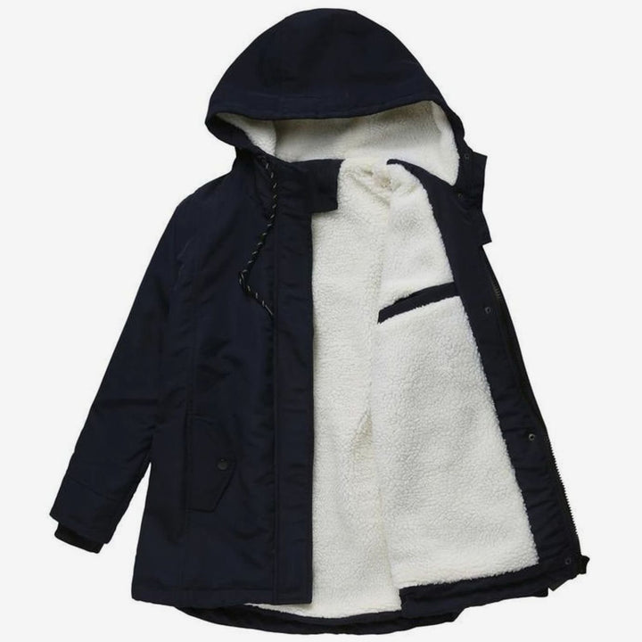 Damen Winterjacke mit Kapuze und Fleecefutter isoliert warm - Dunkelblau