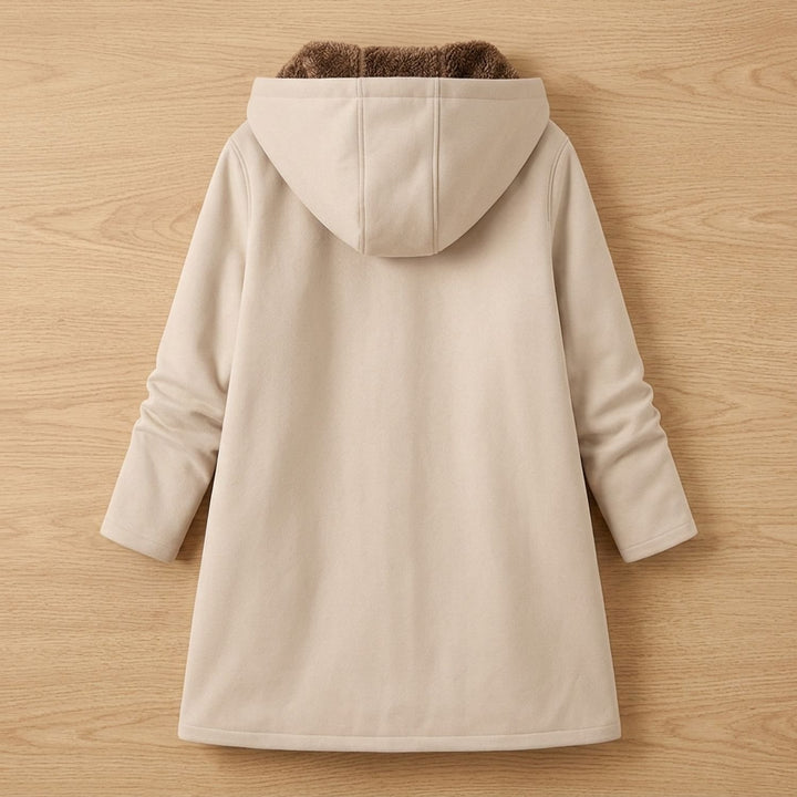 Damen Winterjacke mit Sherpa-Futter Kapuze Reißverschluss - Khaki