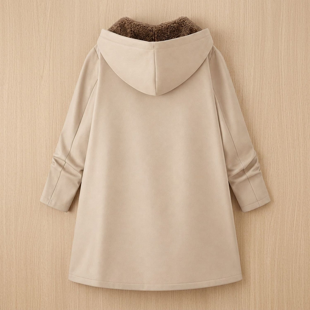 Damen Winterjacke mit Sherpa-Futter Kapuze Reißverschluss