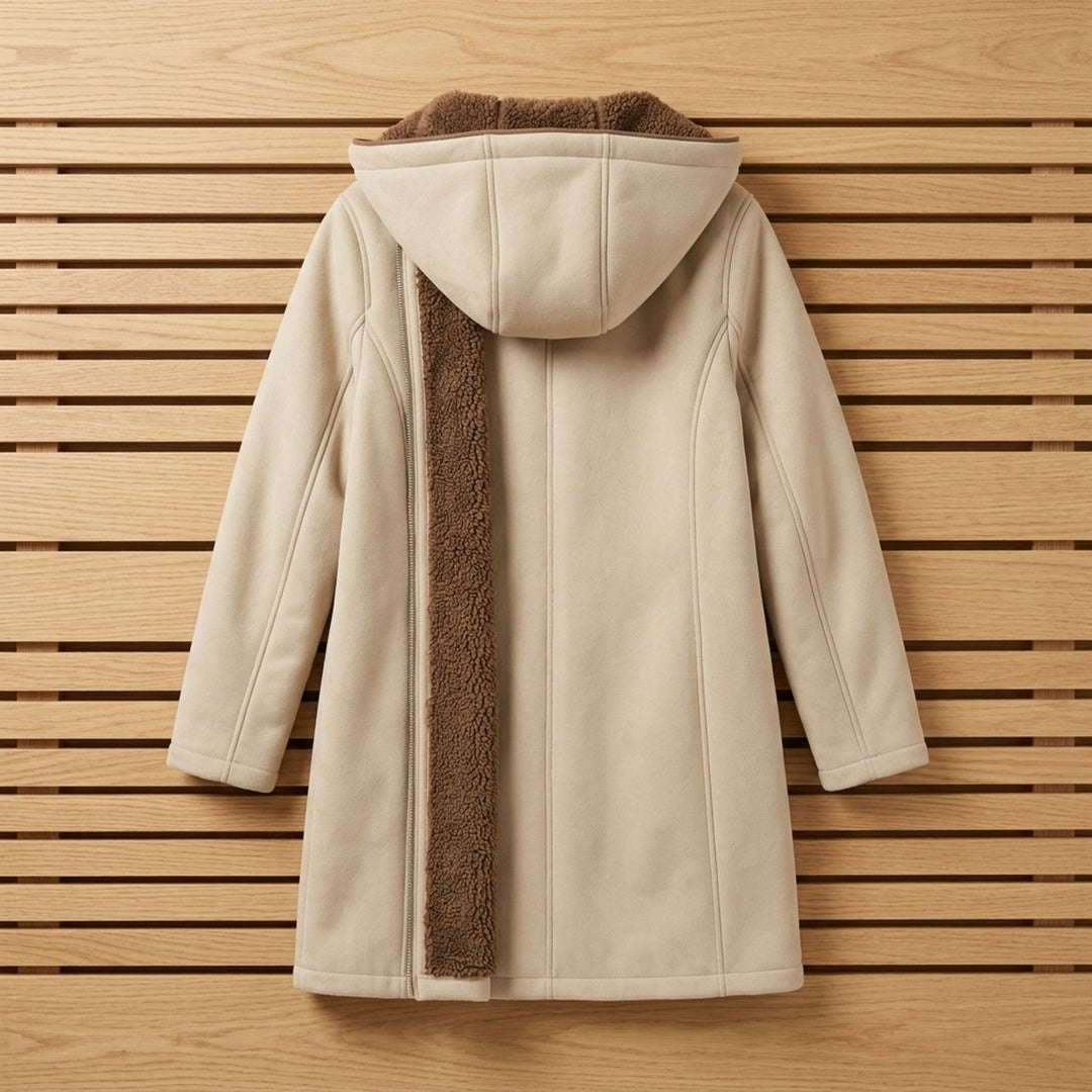 Damen Winterjacke mit Sherpa-Futter Kapuze Reißverschluss