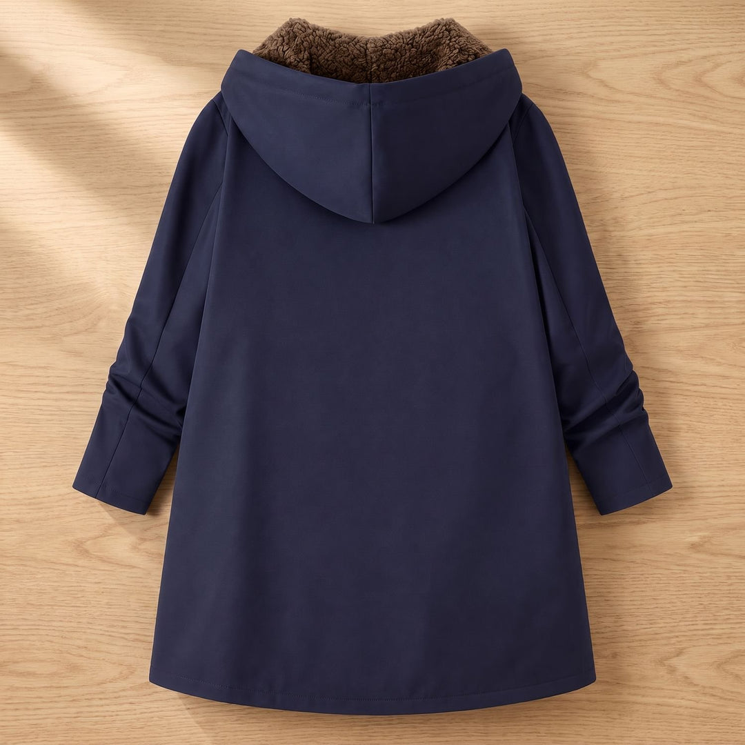 Damen Winterjacke mit Sherpa-Futter Kapuze Reißverschluss