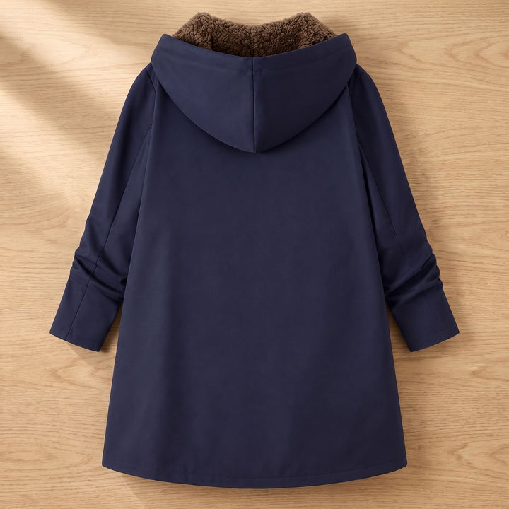 Damen Winterjacke mit Sherpa-Futter Kapuze Reißverschluss