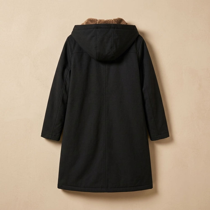 Damen Winterjacke mit Sherpa-Futter Kapuze Reißverschluss