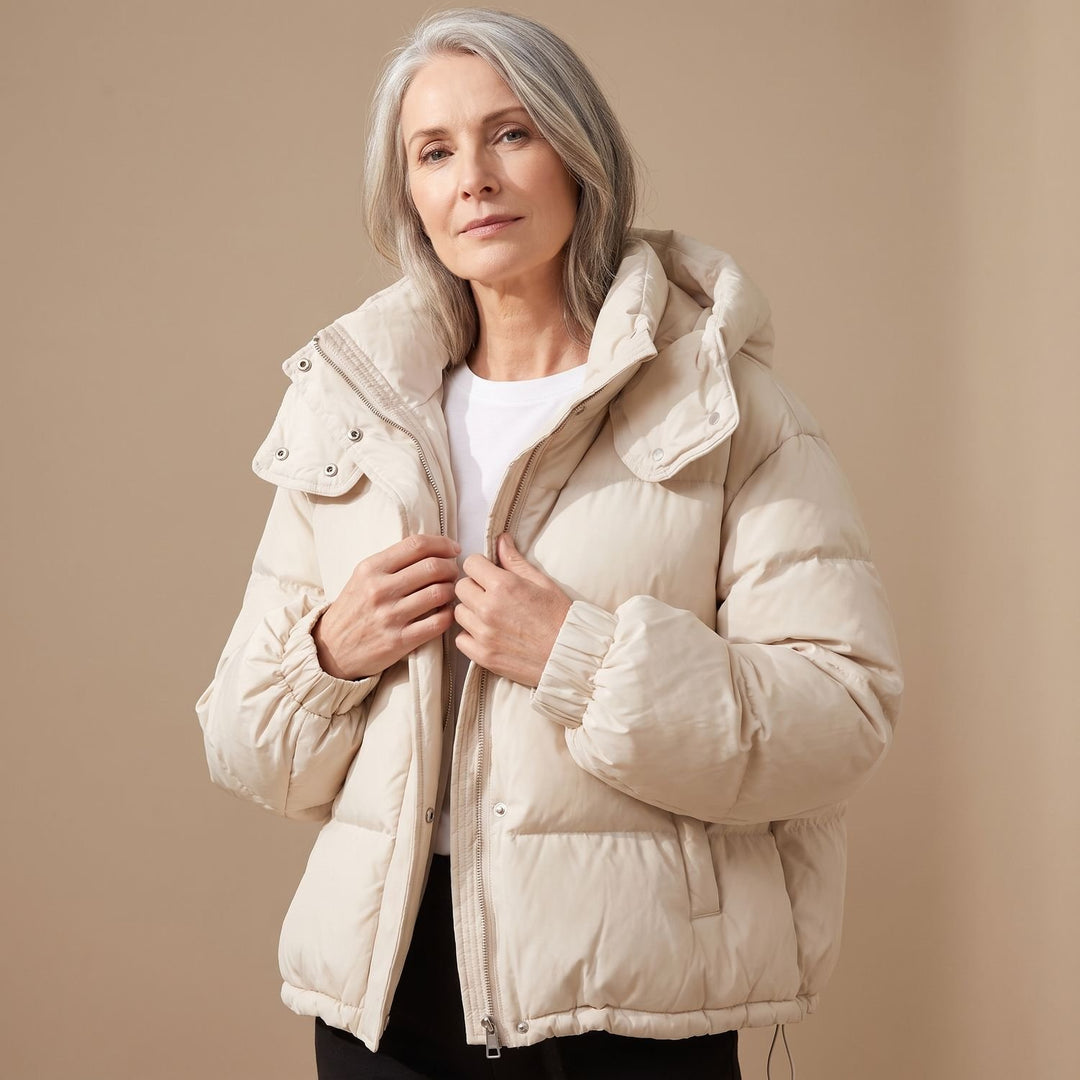 Damen Winterjacke Oversized Puffer mit Kapuze und Reißverschluss