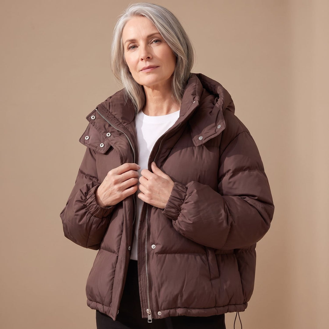 Damen Winterjacke Oversized Puffer mit Kapuze und Reißverschluss