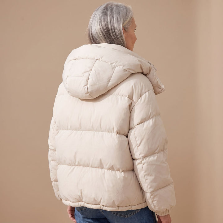 Damen Winterjacke Oversized Puffer mit Kapuze und Reißverschluss
