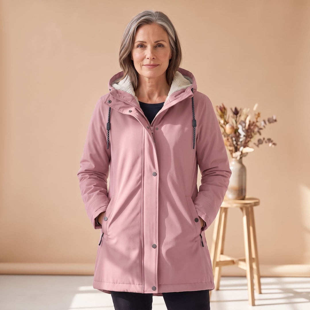 Damen Winterjacke Sherpa-gefütterte Kapuzen-Parka - Rosa