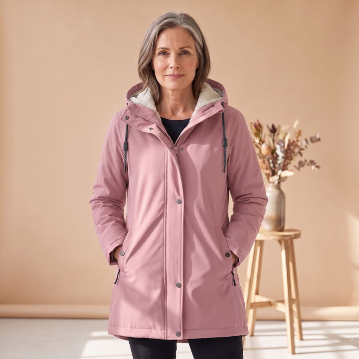 Damen Winterjacke Sherpa-gefütterte Kapuzen-Parka - Rosa