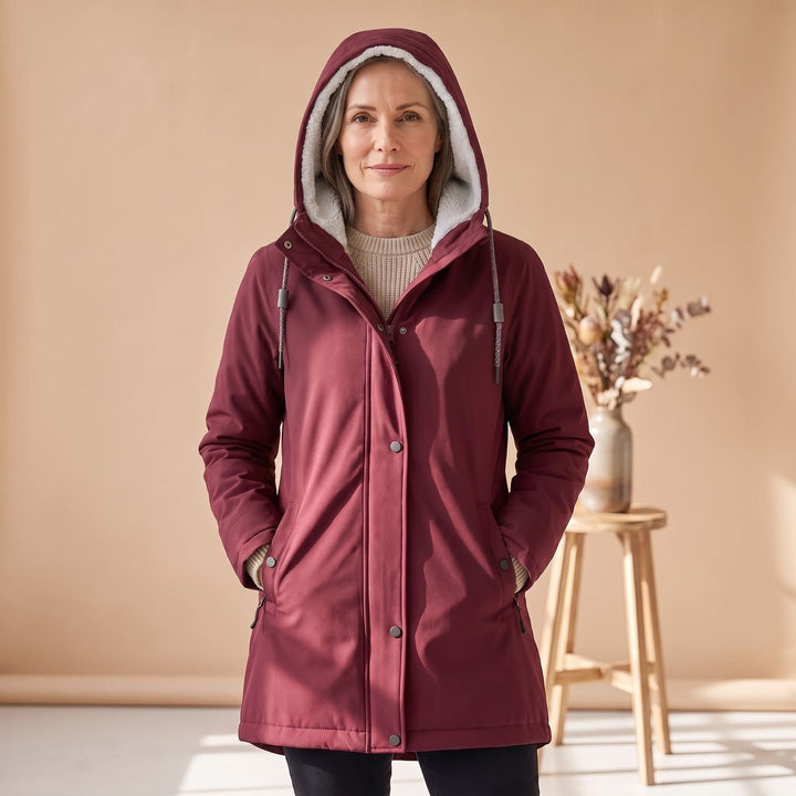 Damen Winterjacke Sherpa-gefütterte Kapuzen-Parka
