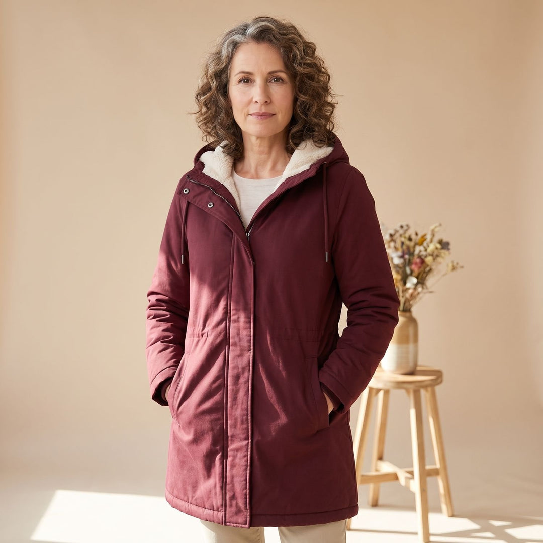 Damen Winterjacke Sherpa-gefütterte Kapuzen-Parka