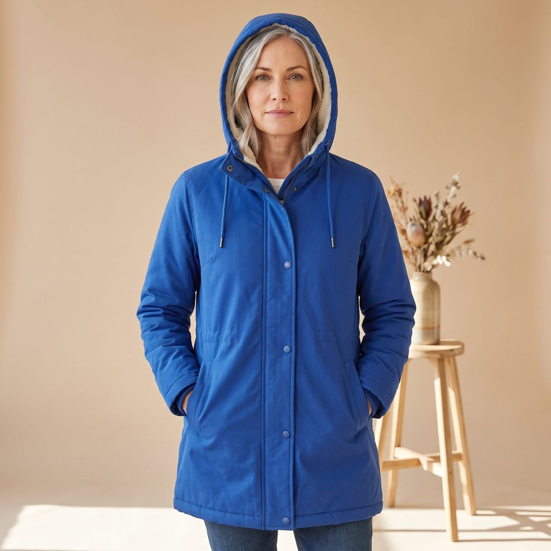 Damen Winterjacke Sherpa-gefütterte Kapuzen-Parka - Königsblau