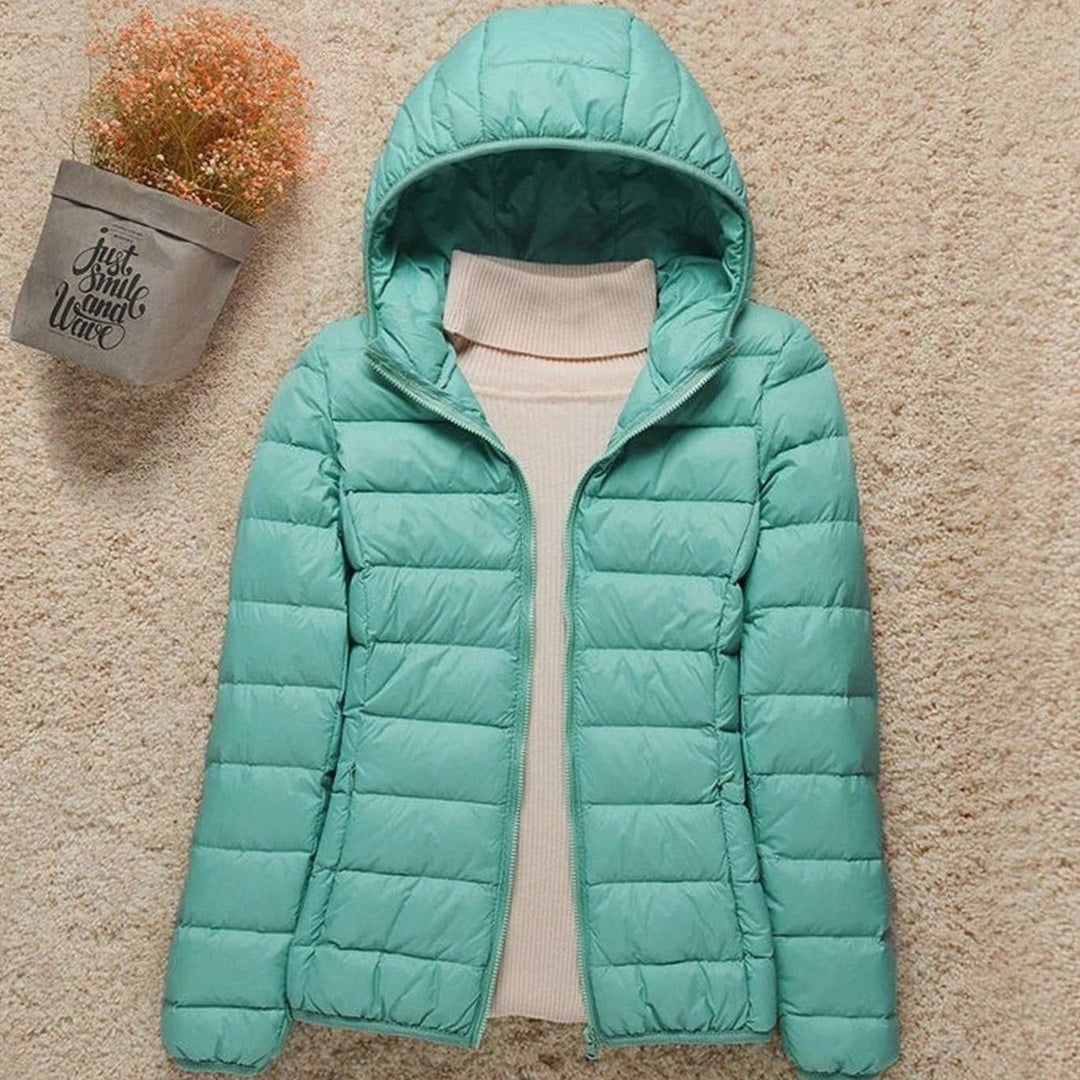 Damen Winterjacke Ultraleichte Steppjacke mit Kapuze - Türkis