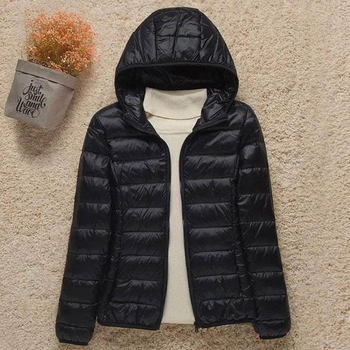 Damen Winterjacke Ultraleichte Steppjacke mit Kapuze - Schwarz