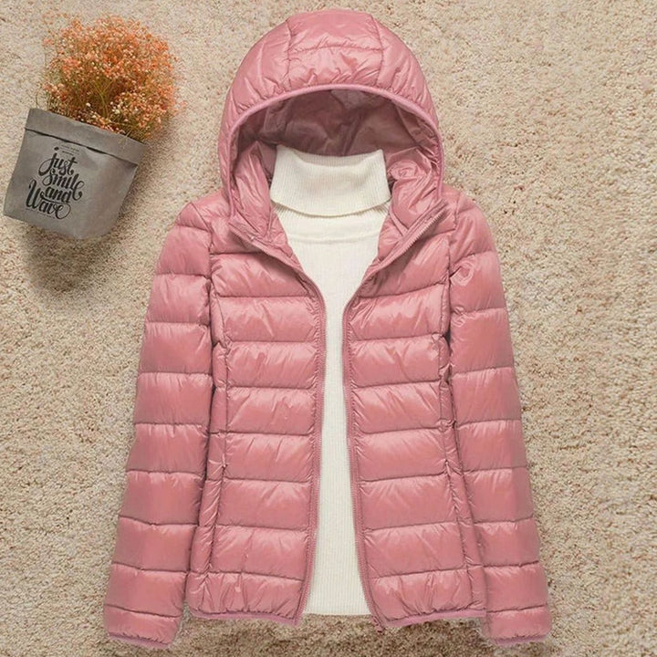 Damen Winterjacke Ultraleichte Steppjacke mit Kapuze - Rosa