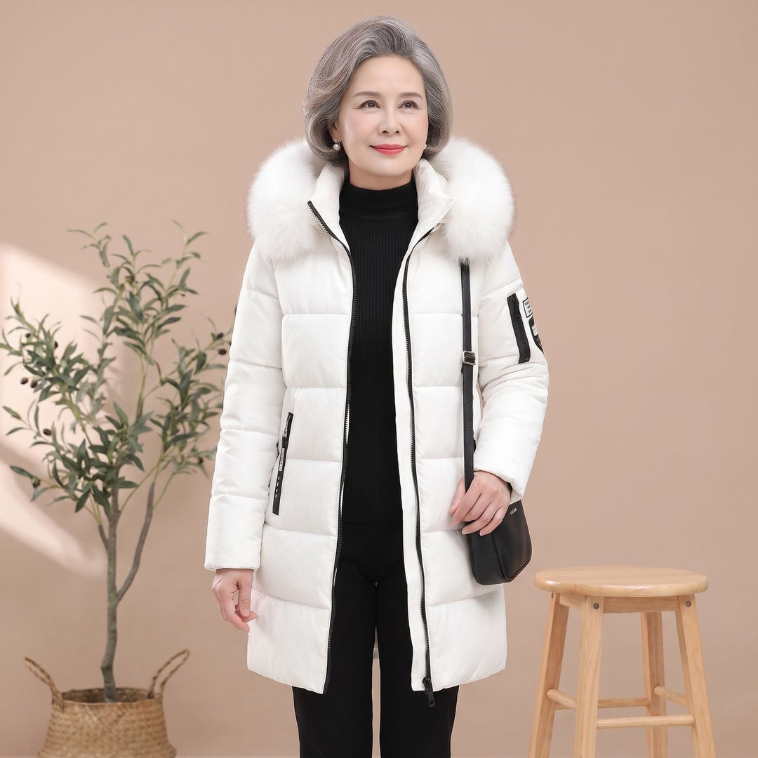 Damen Winterjacke Winddicht Gesteppte Kapuzenjacke Mittellang