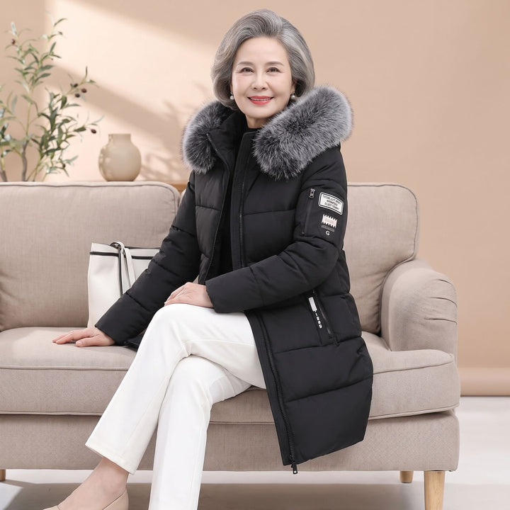 Damen Winterjacke Winddicht Gesteppte Kapuzenjacke Mittellang