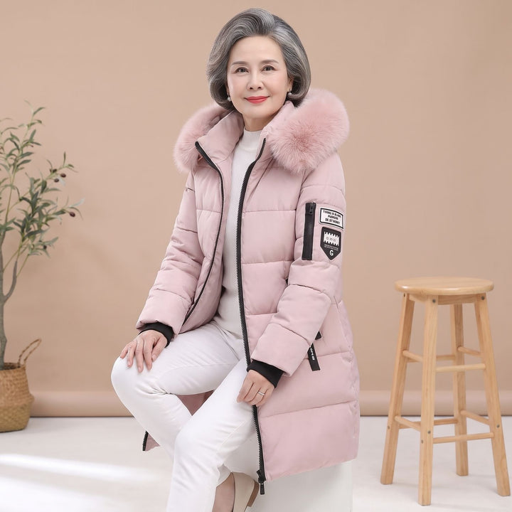 Damen Winterjacke Winddicht Gesteppte Kapuzenjacke Mittellang - Rosa