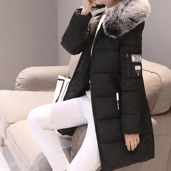 Damen Winterjacke Winddicht Gesteppte Kapuzenjacke Mittellang