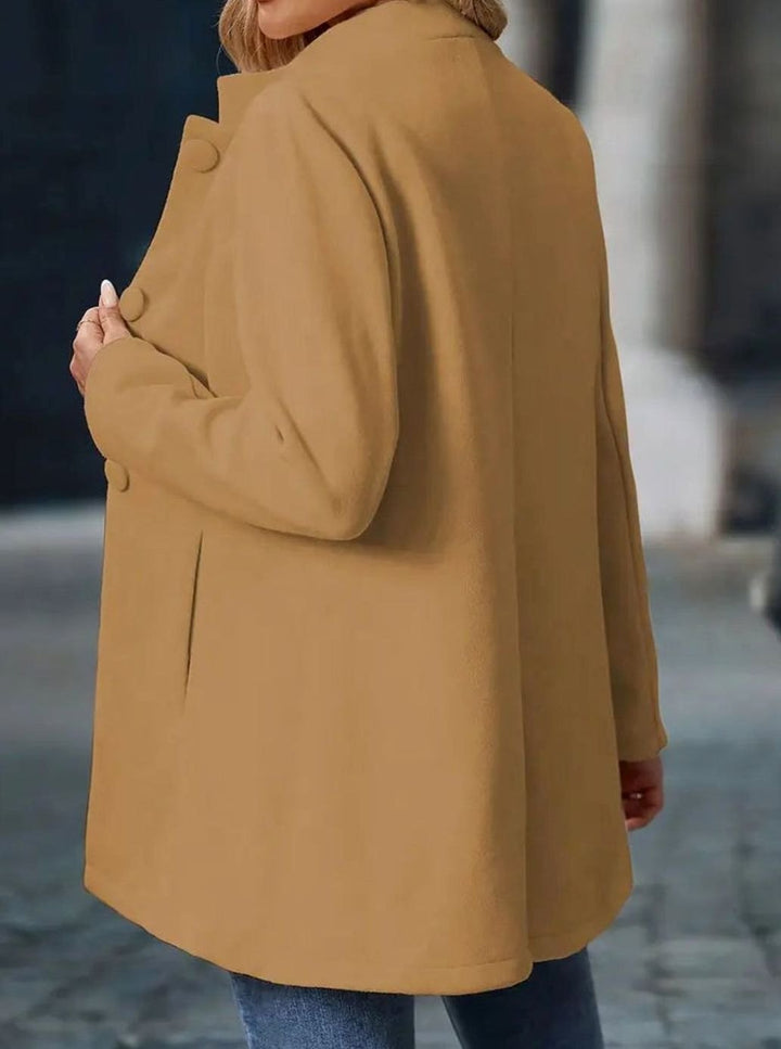 Damen Wintermantel mit Knöpfen Stehkragen eleganter langer Schnitt