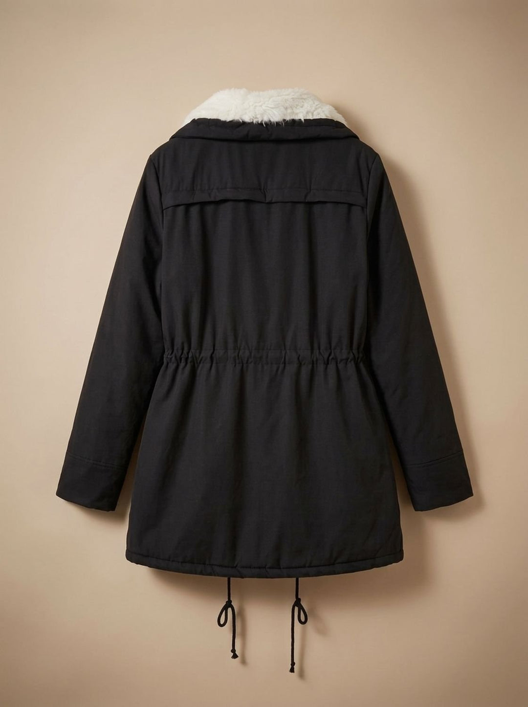 Damen Winterparka mit Kunstfellkragen und Kordelzug-Taille