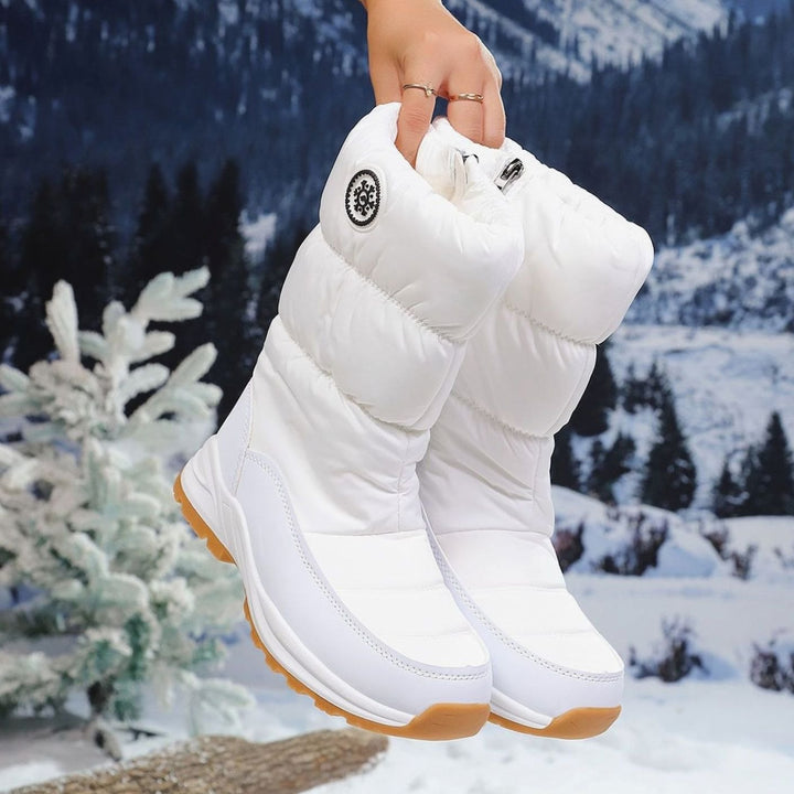 Damen Winterstiefel warm gefüttert wasserdicht rutschfeste Profilsohle