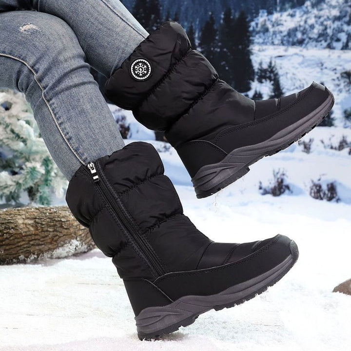 Damen Winterstiefel warm gefüttert wasserdicht rutschfeste Profilsohle